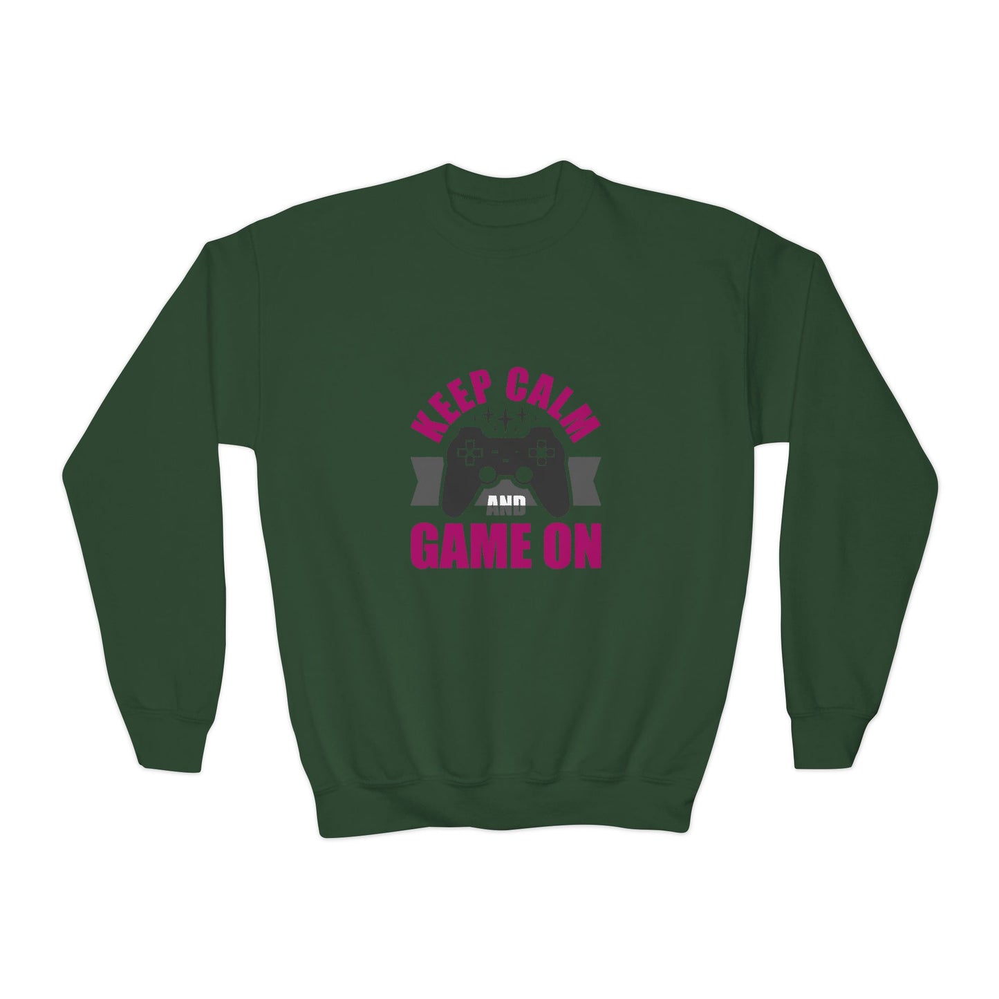 Keep Calm And Game On Youth Crewneck Sweatshirt