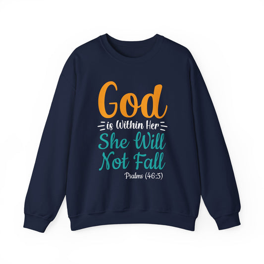 God Is Within Her She Will Not Fall Unisex Heavy Blend™ Crewneck Sweatshirt