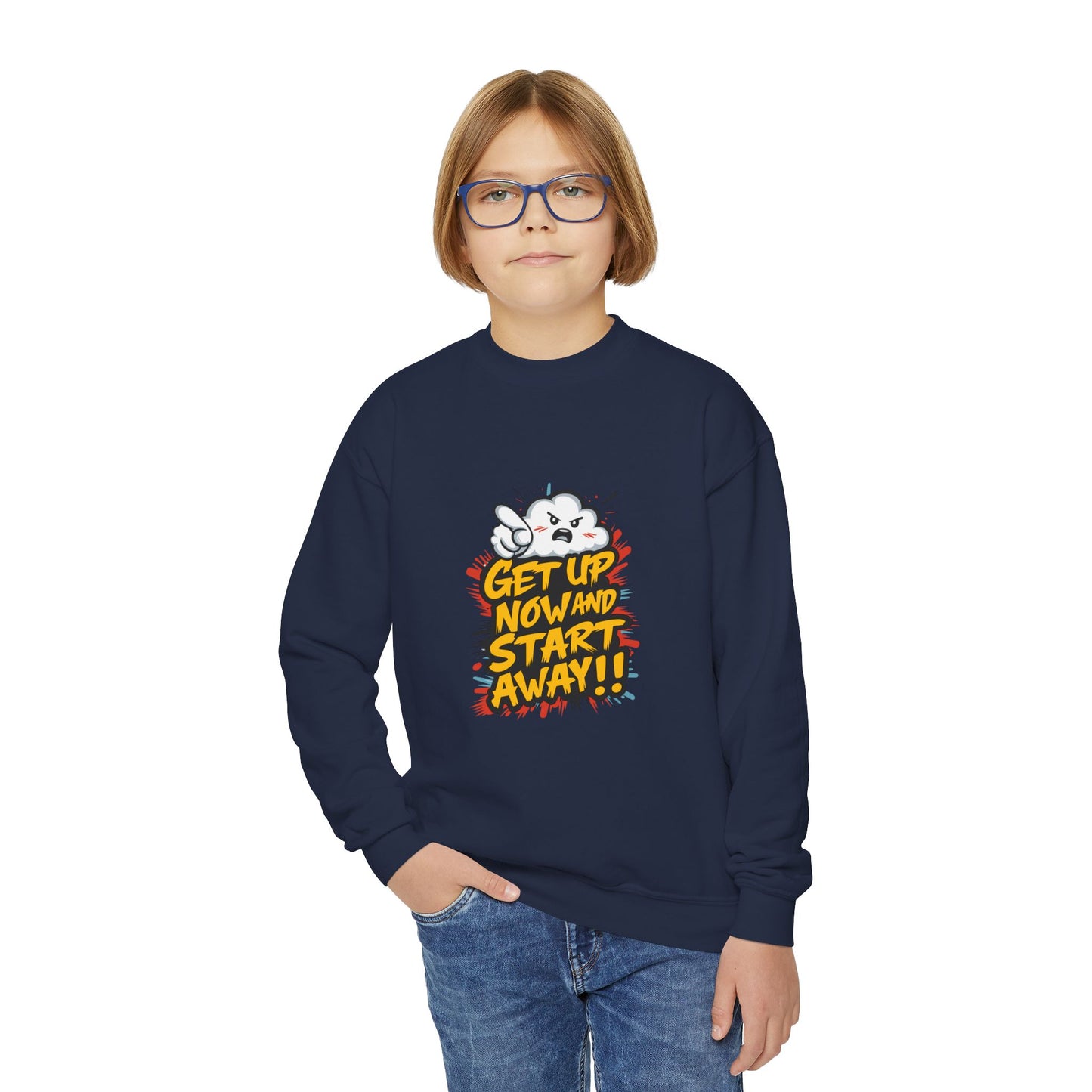 Get Up Now And Start Away!! Youth Crewneck Sweatshirt