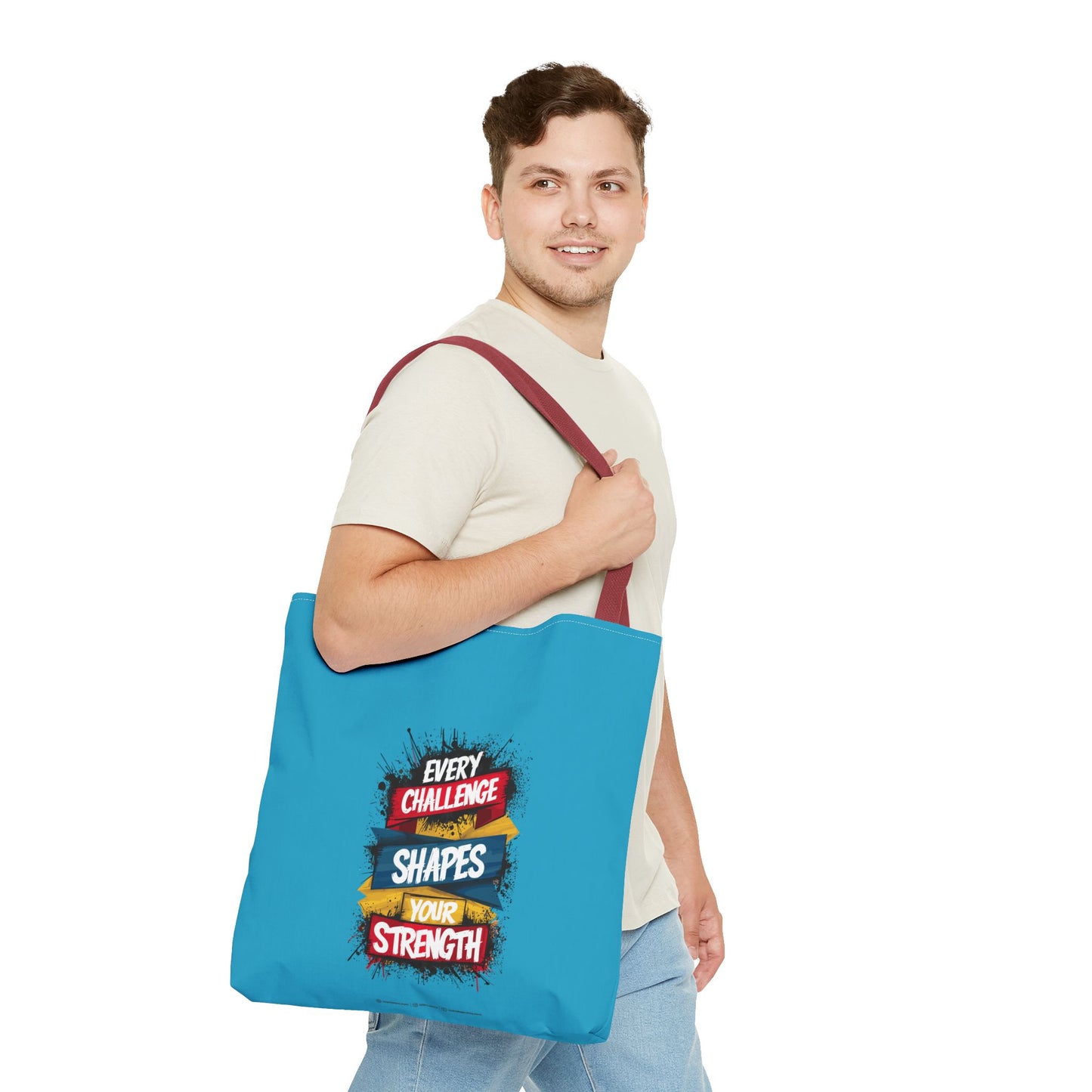 Every Challenge Shapes Your Strength Tote Bag (AOP)
