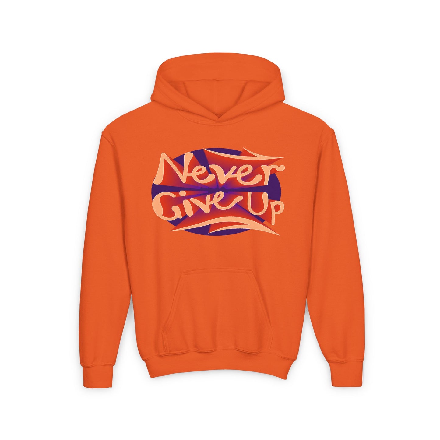 Never Give Up Youth Heavy Blend Hooded Sweatshirt