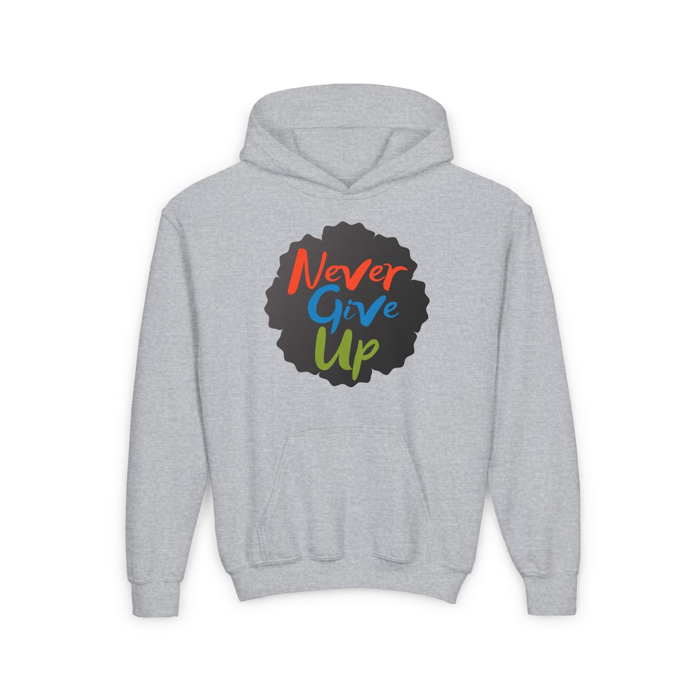 Never Give Up Youth Heavy Blend Hooded Sweatshirt