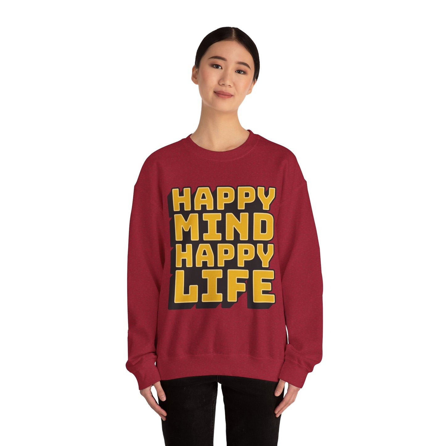 Happy Mind Happy Life Unisex Heavy Blend™ Crewneck Sweatshirt