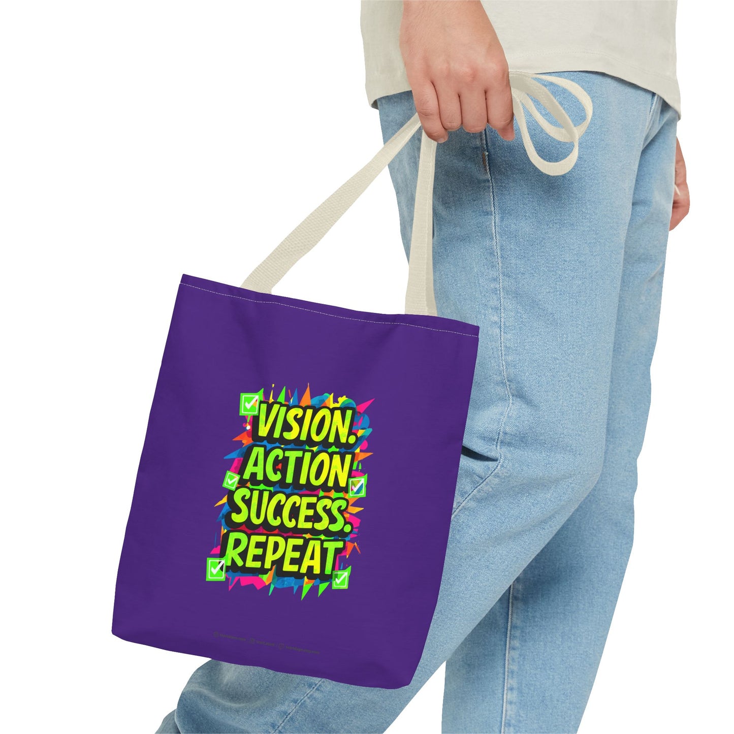 Vision Action Success Repeat Tote Bag (AOP)