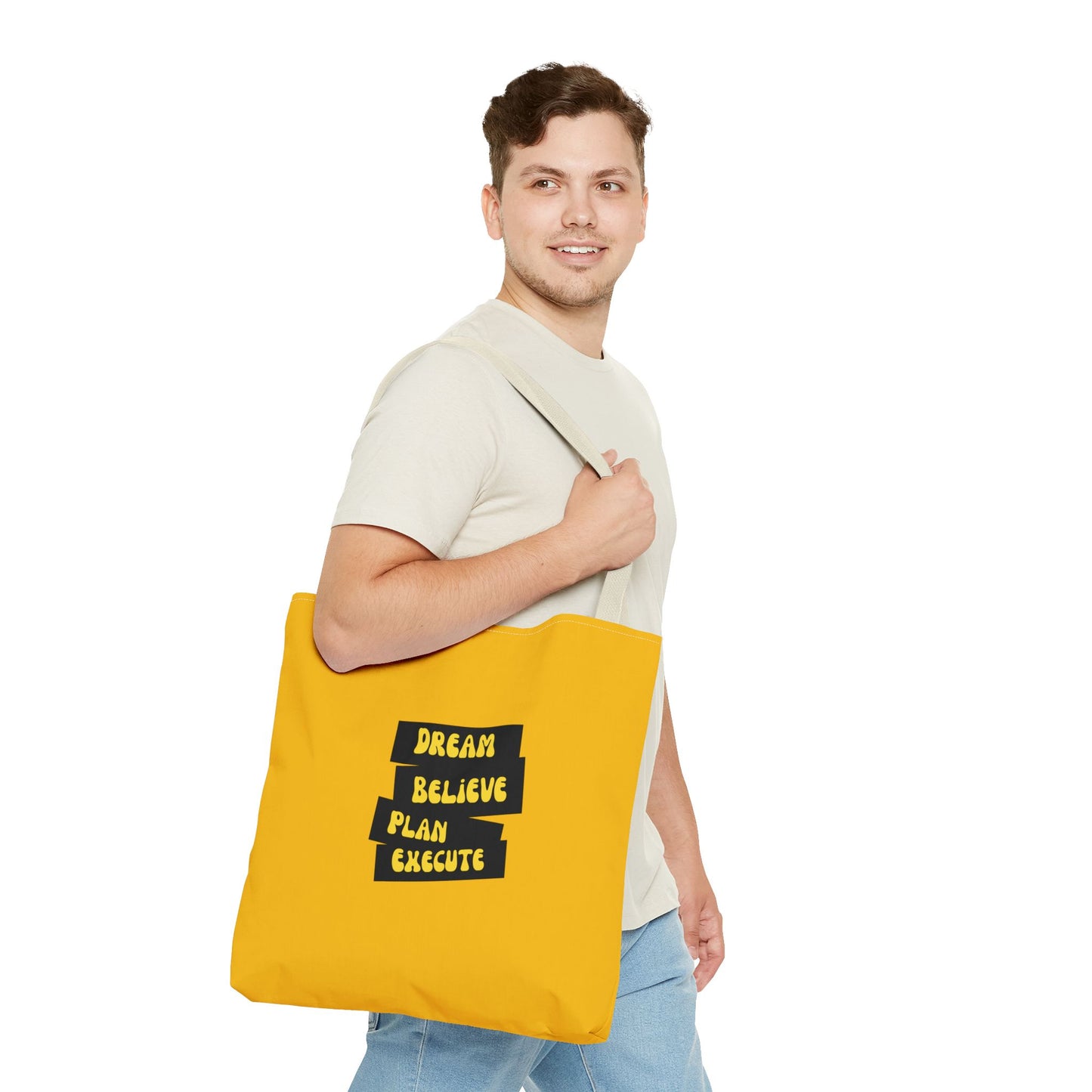 Dream Believe Plan Execute Tote Bag (AOP)