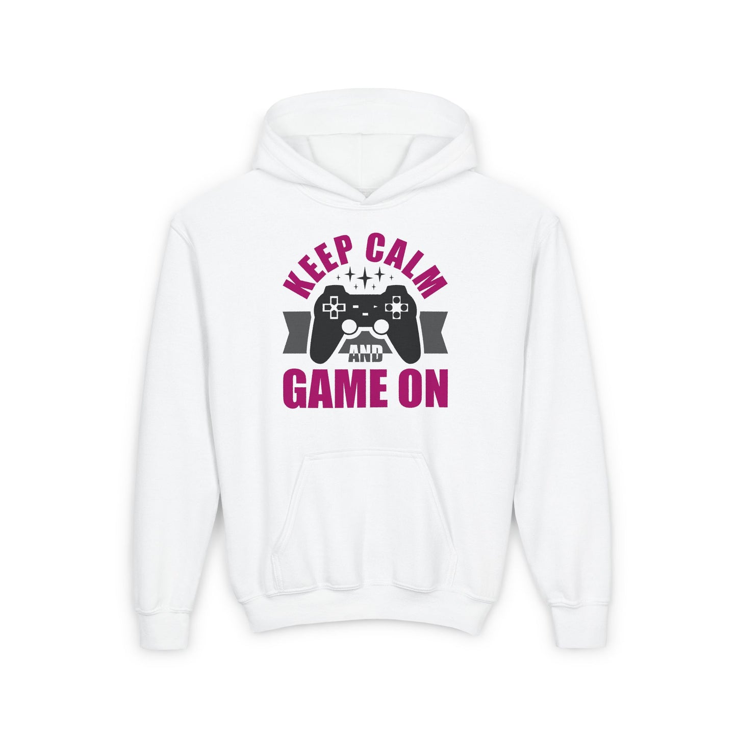 Keep Calm And Game On  Youth Heavy Blend Hooded Sweatshirt