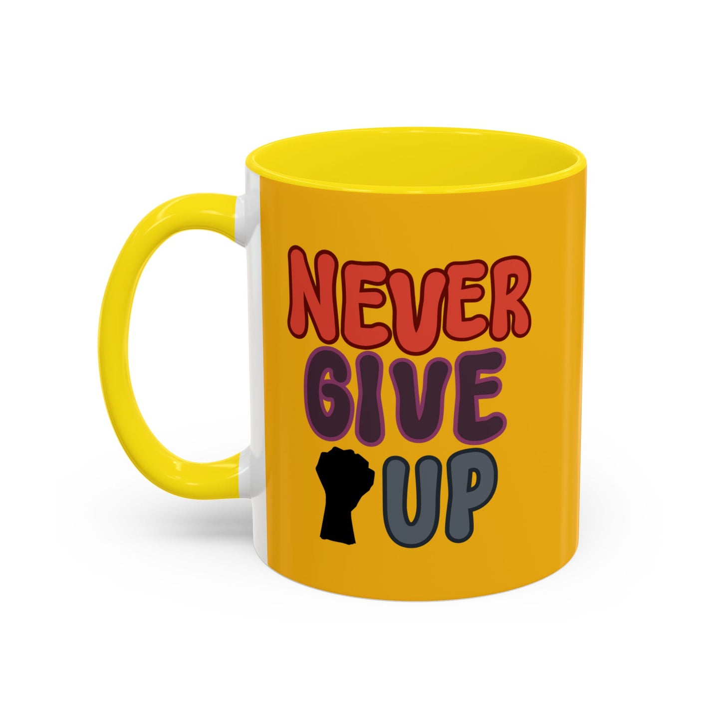 Never Give Up Accent Coffee Mug (11, 15oz)