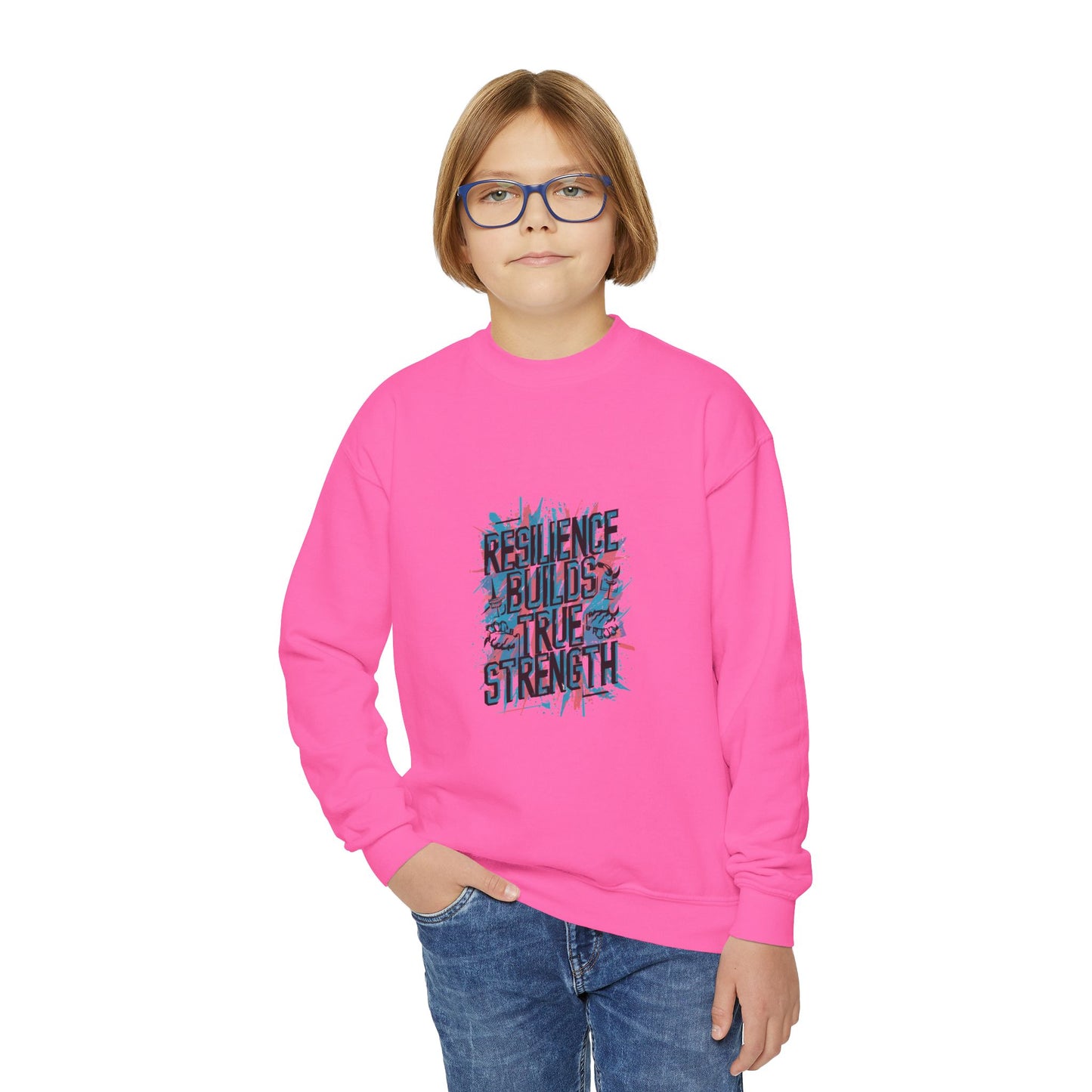 Resilience Builds True Strength Youth Crewneck Sweatshirt