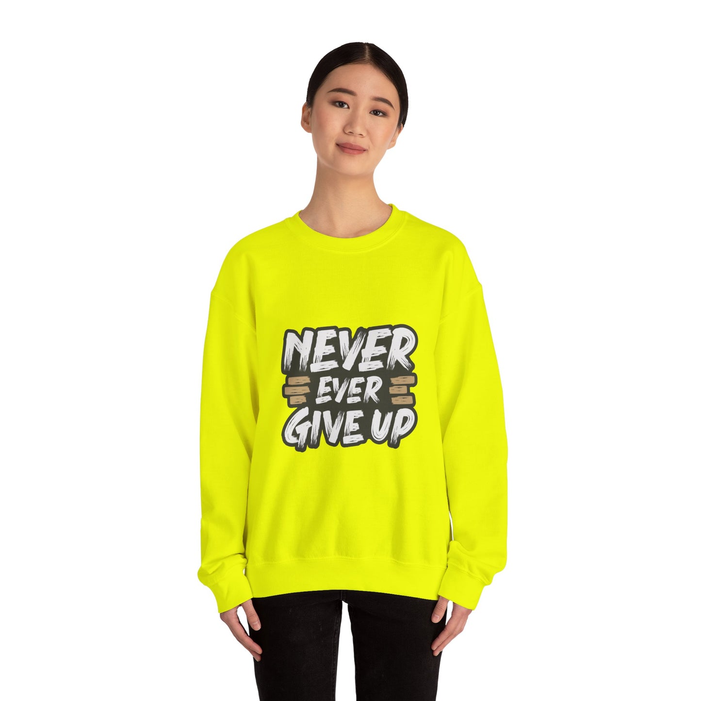 Never Ever Give Up Unisex Heavy Blend™ Crewneck Sweatshirt