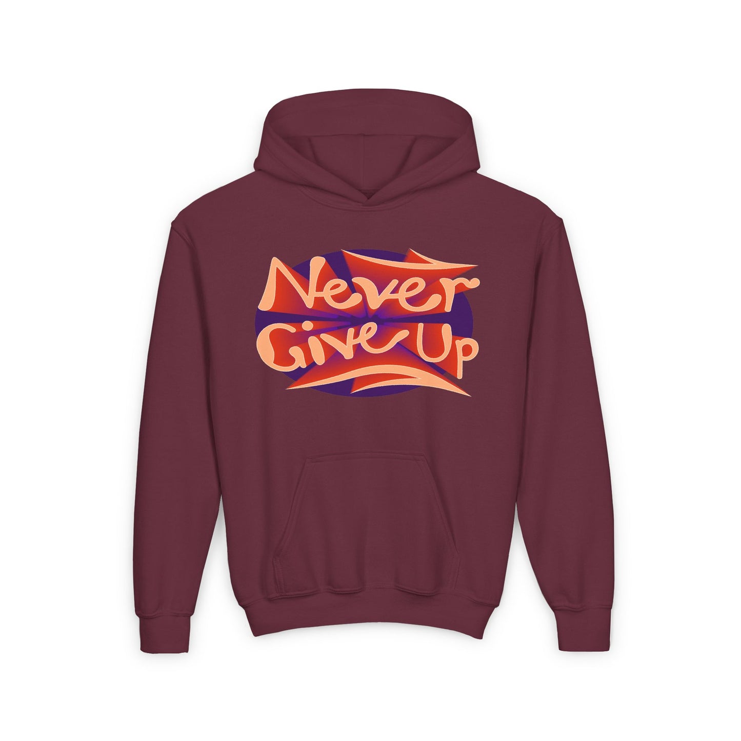 Never Give Up Youth Heavy Blend Hooded Sweatshirt