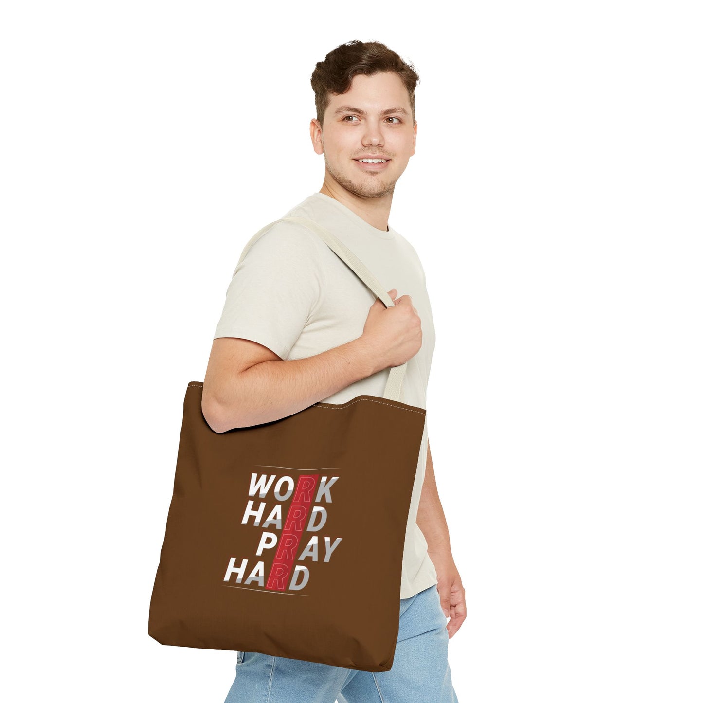 Work Hard Pray Hard Tote Bag (AOP)
