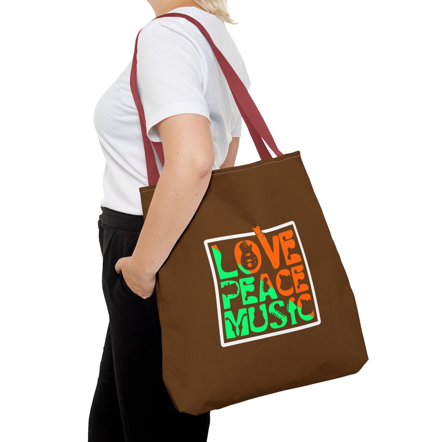 Love Peace Music Tote Bag (AOP)