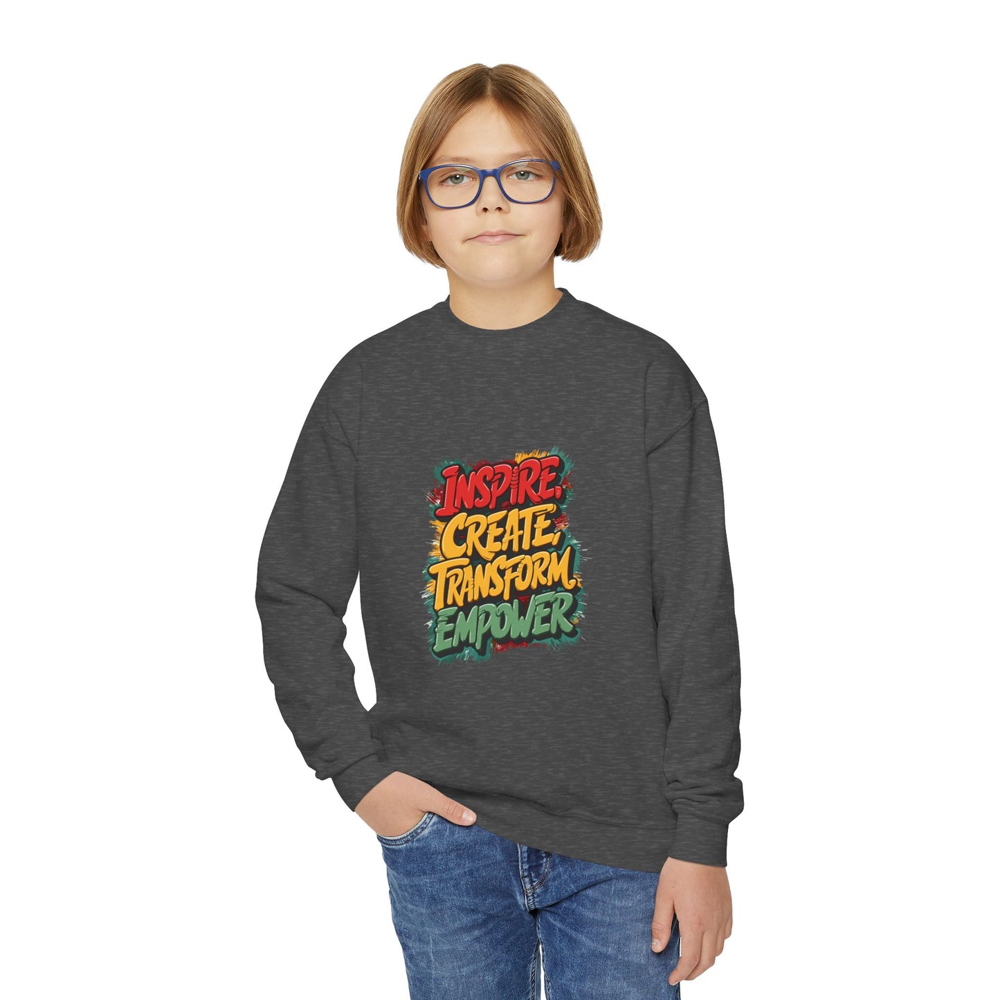 Inspire Create Transform Empower Youth Crewneck Sweatshirt