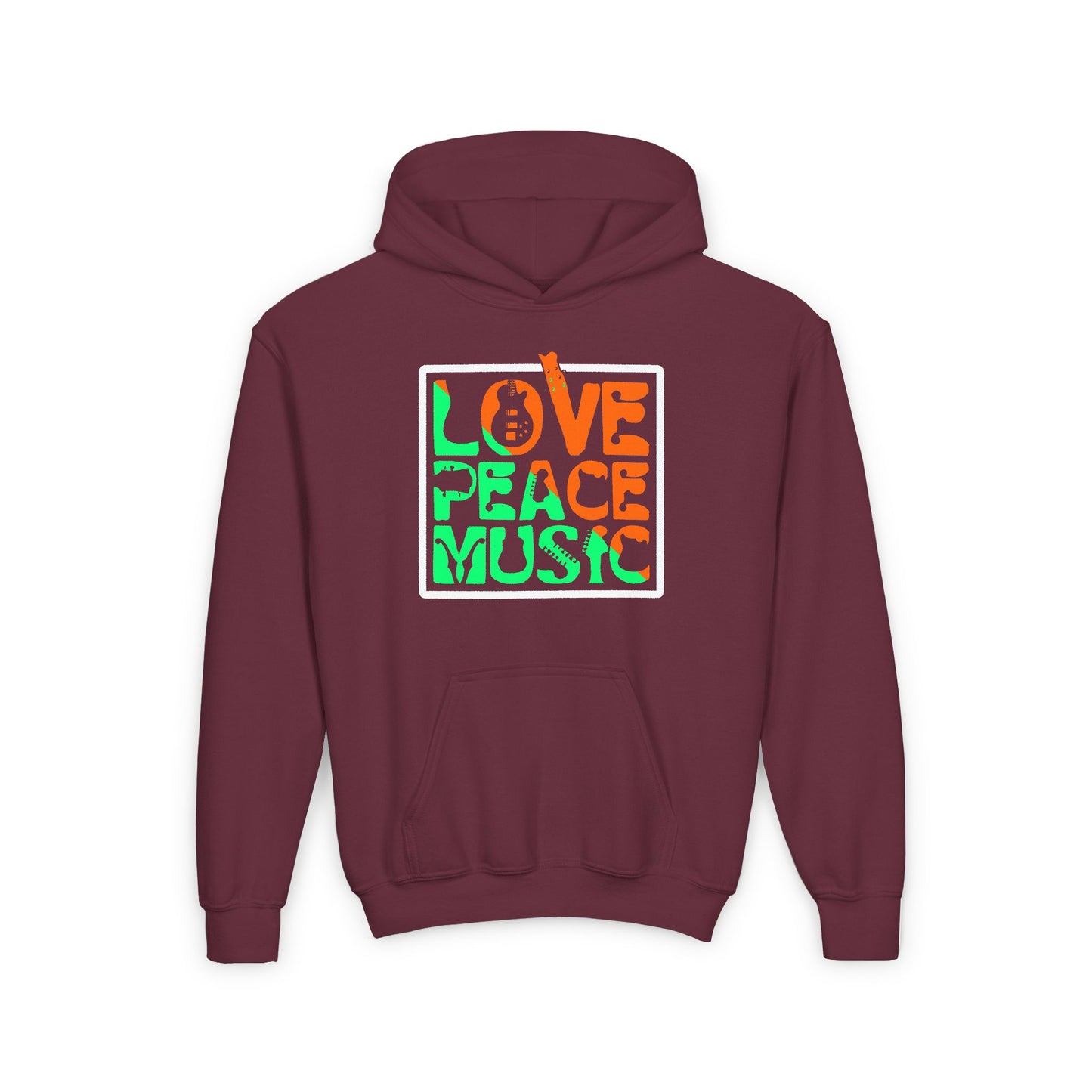 Love Peace Music Youth Heavy Blend Hooded Sweatshirt