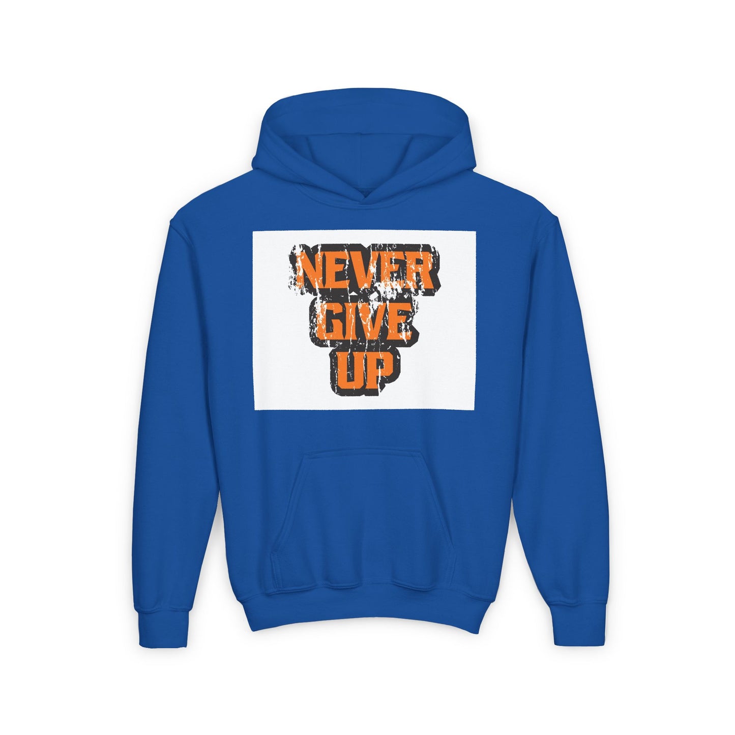 Never Give Up Youth Heavy Blend Hooded Sweatshirt