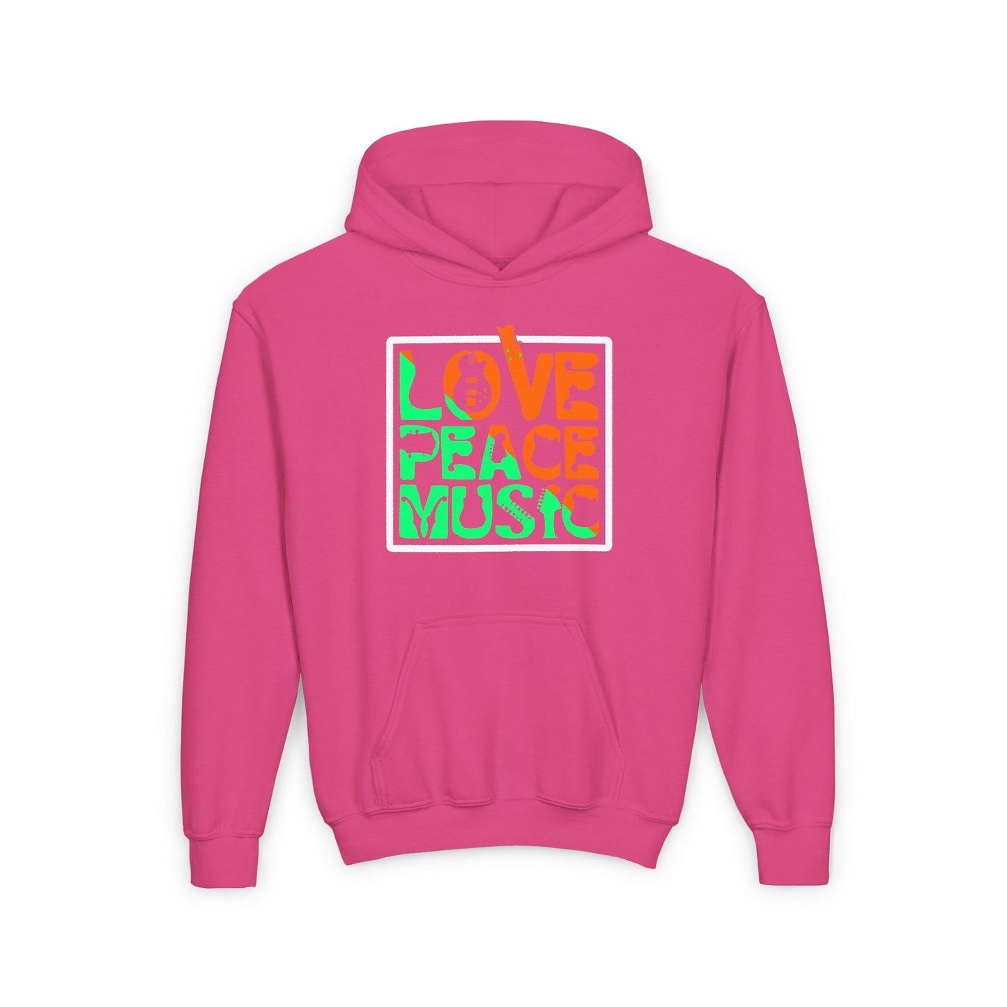 Love Peace Music Youth Heavy Blend Hooded Sweatshirt