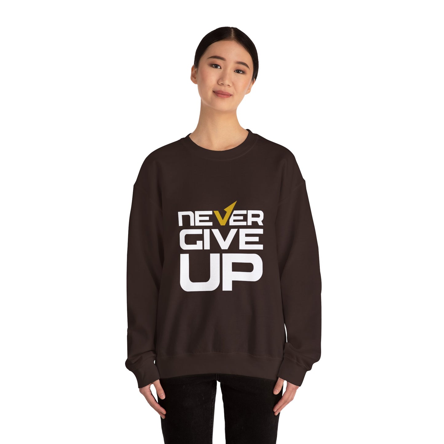 Never Give Up Unisex Heavy Blend™ Crewneck Sweatshirt