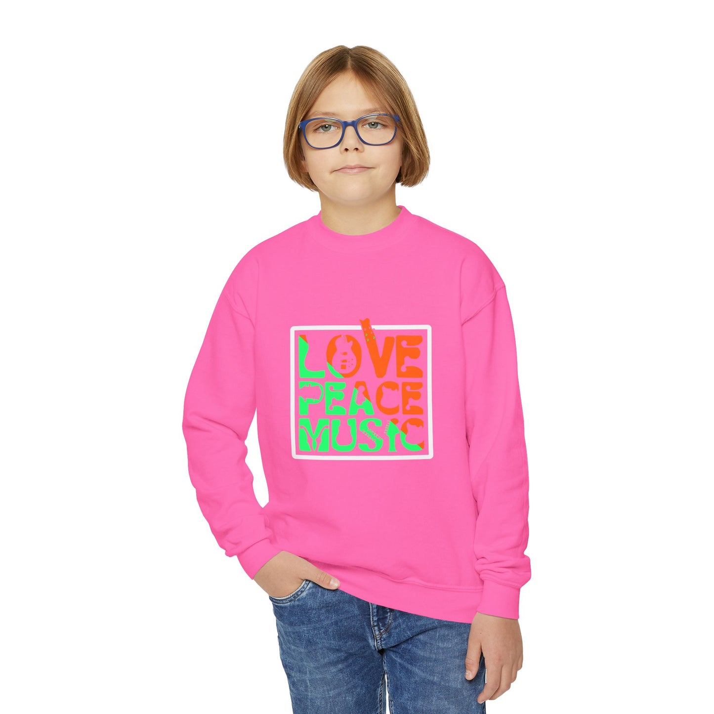 Love Peace Music Youth Crewneck Sweatshirt