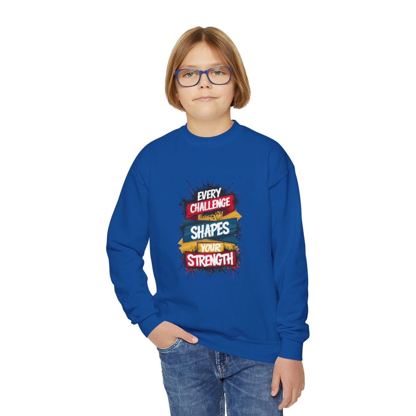 Every Challenge Shapes Your Strength Youth Crewneck Sweatshirt