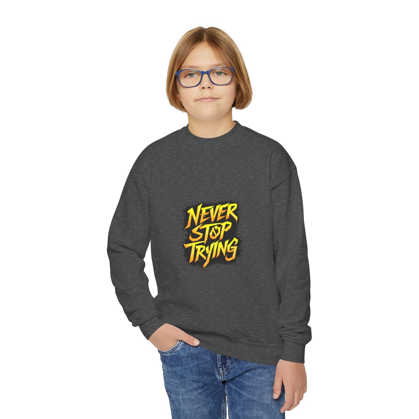 Never Stop Trying Youth Crewneck Sweatshirt