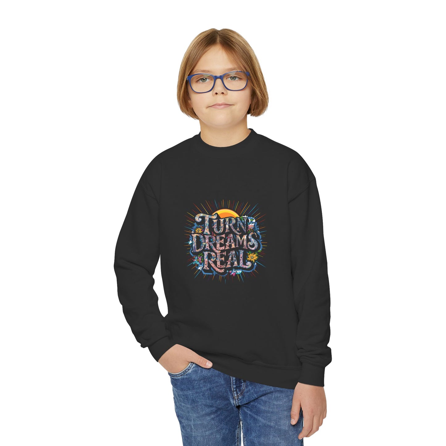 Turns Dreams Real Youth Crewneck Sweatshirt