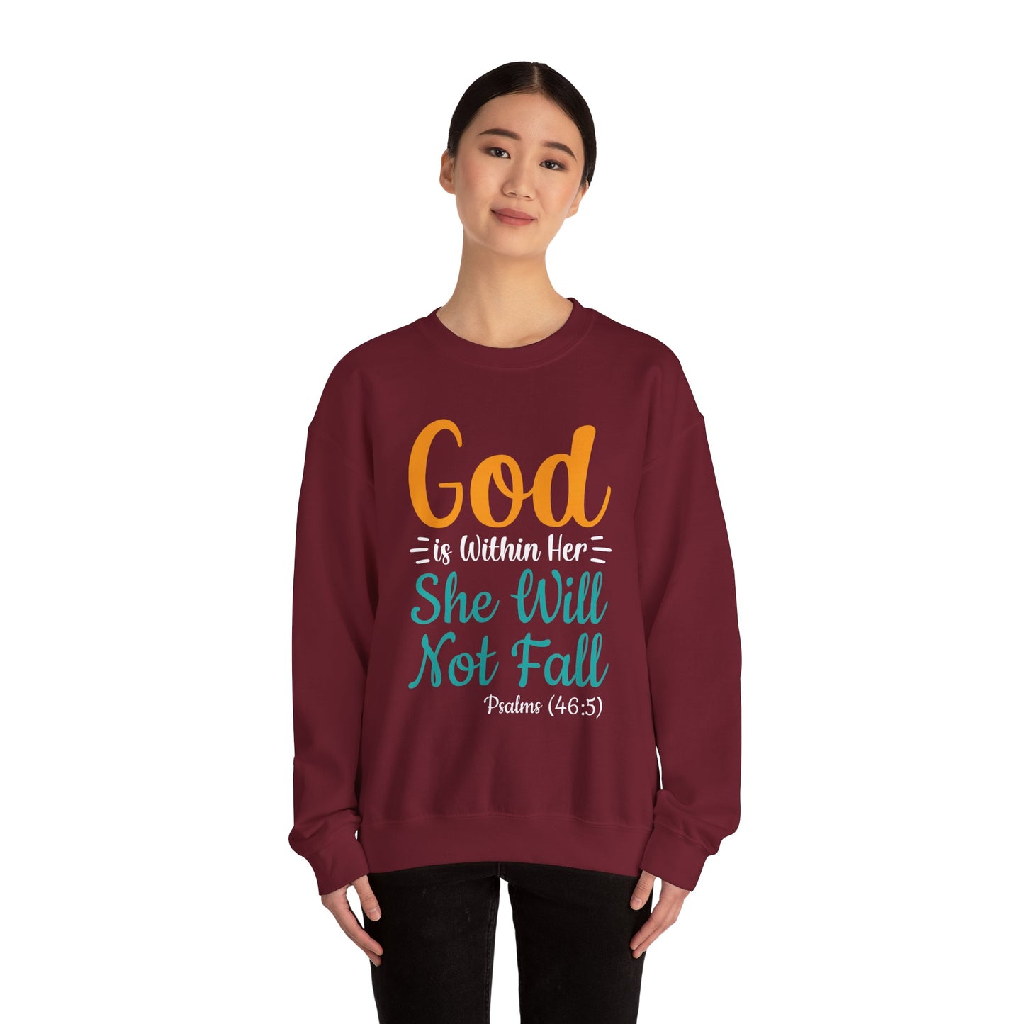 God Is Within Her She Will Not Fall Unisex Heavy Blend™ Crewneck Sweatshirt