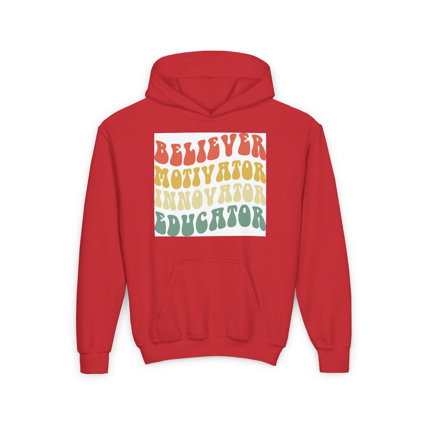 Believer Motivator Innovator Educator Youth Heavy Blend Hooded Sweatshirt