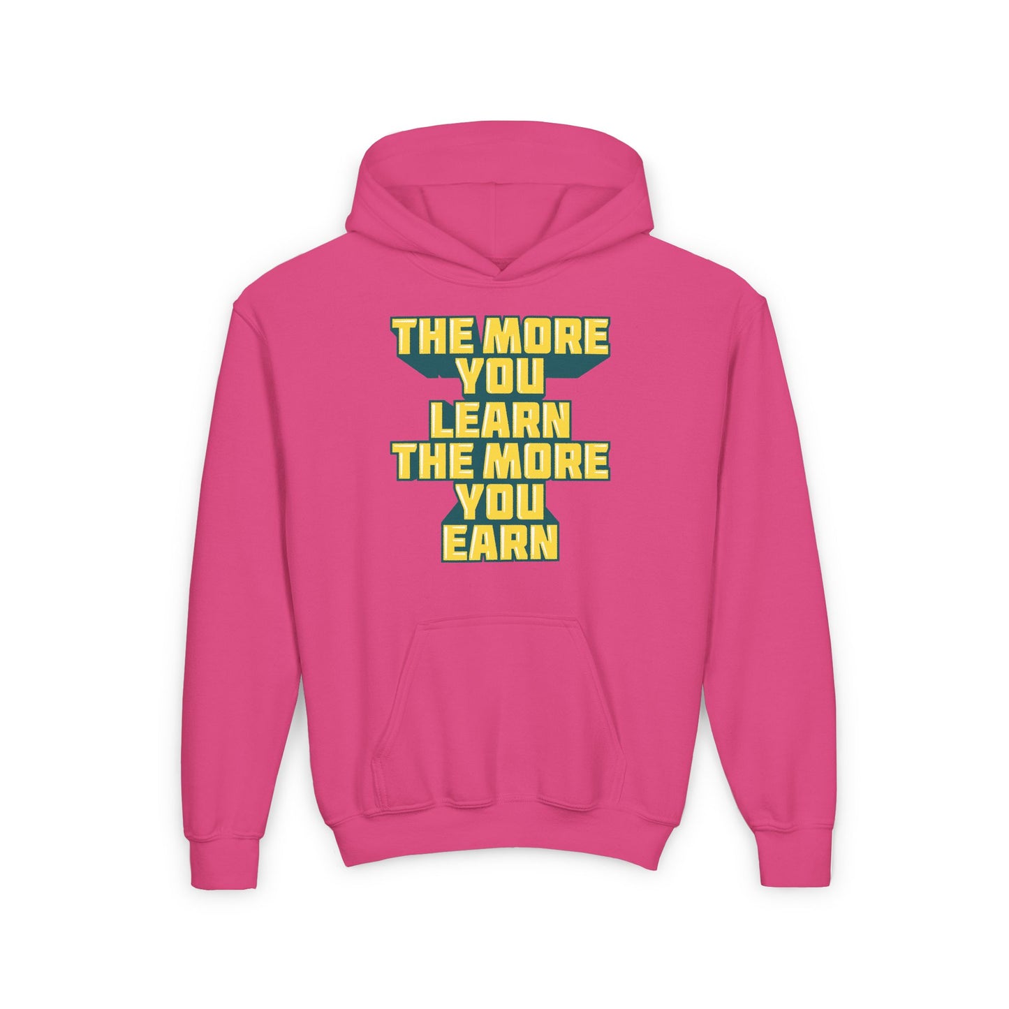 The More You Learn The More You Earn Youth Heavy Blend Hooded Sweatshirt