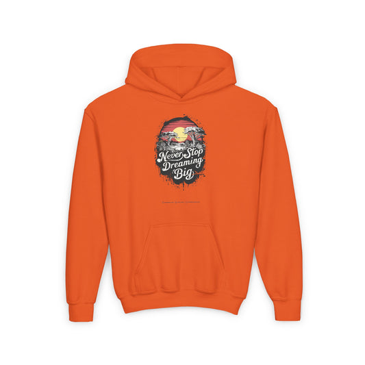 Never Stop Dreaming Big Youth Heavy Blend Hooded Sweatshirt