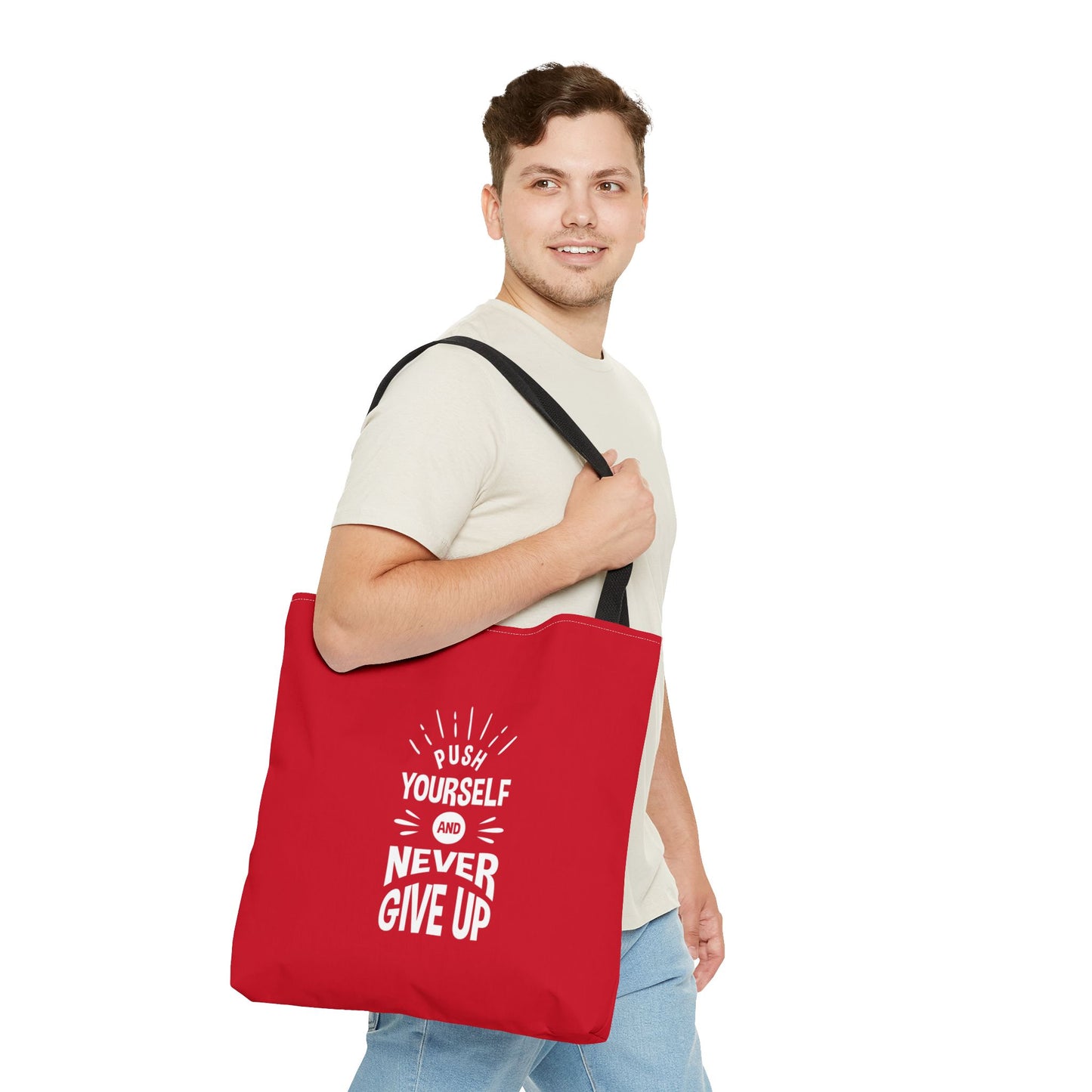 Push Yourself And Never Give Up Tote Bag (AOP)