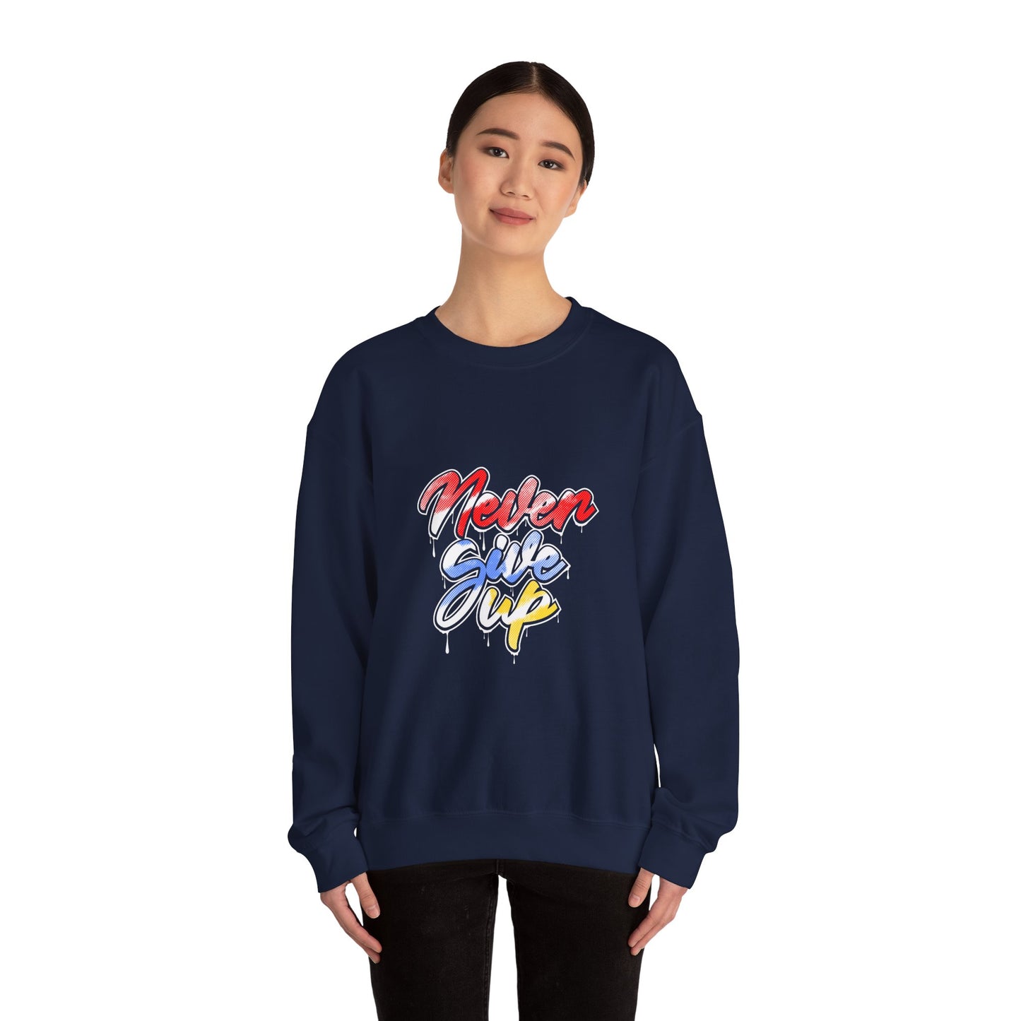 Never Give Up Unisex Heavy Blend™ Crewneck Sweatshirt