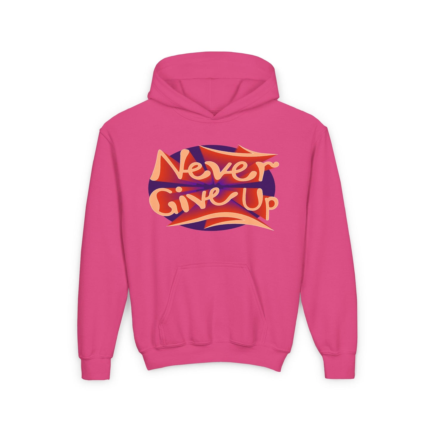 Never Give Up Youth Heavy Blend Hooded Sweatshirt