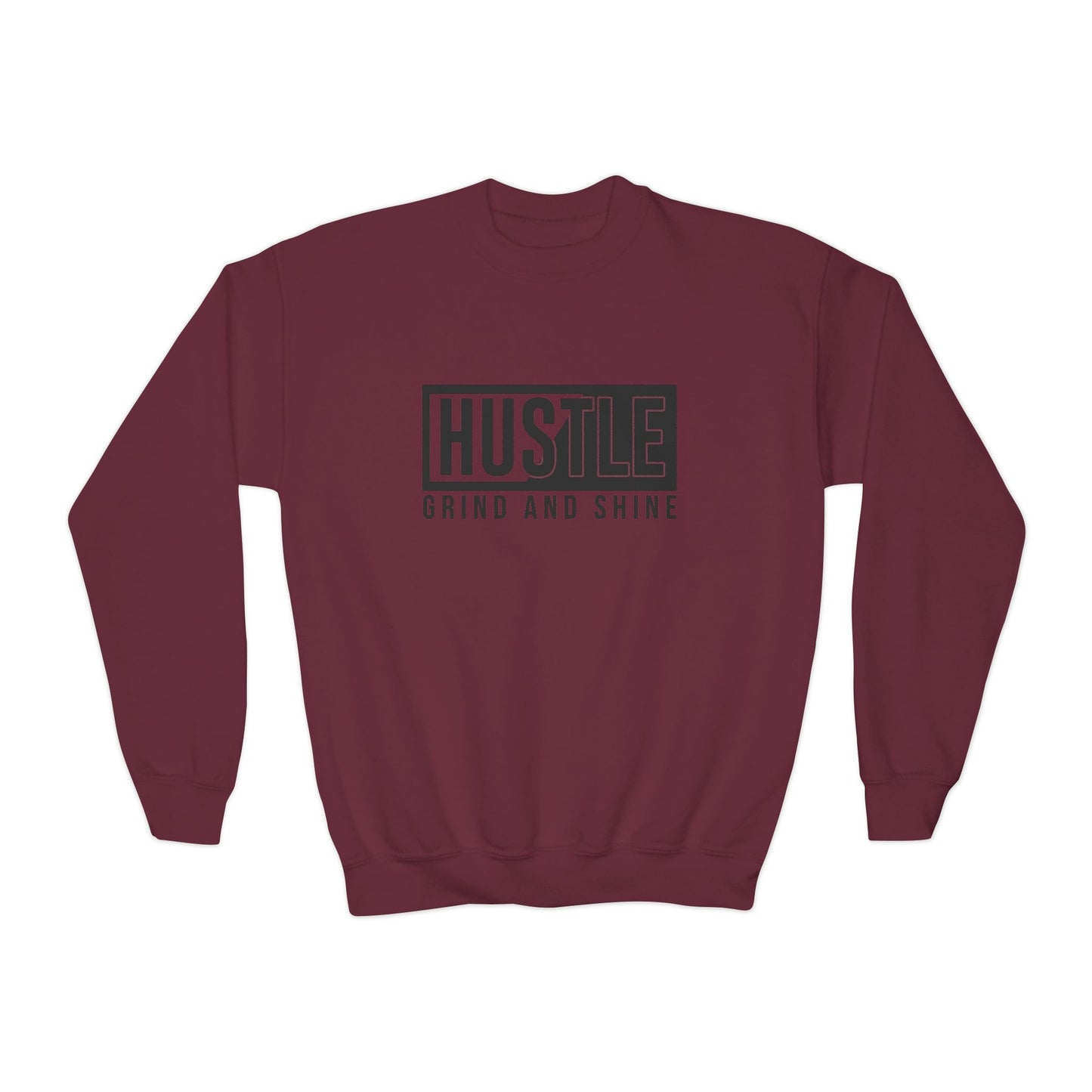Hustle Grind And Shine Youth Crewneck Sweatshirt