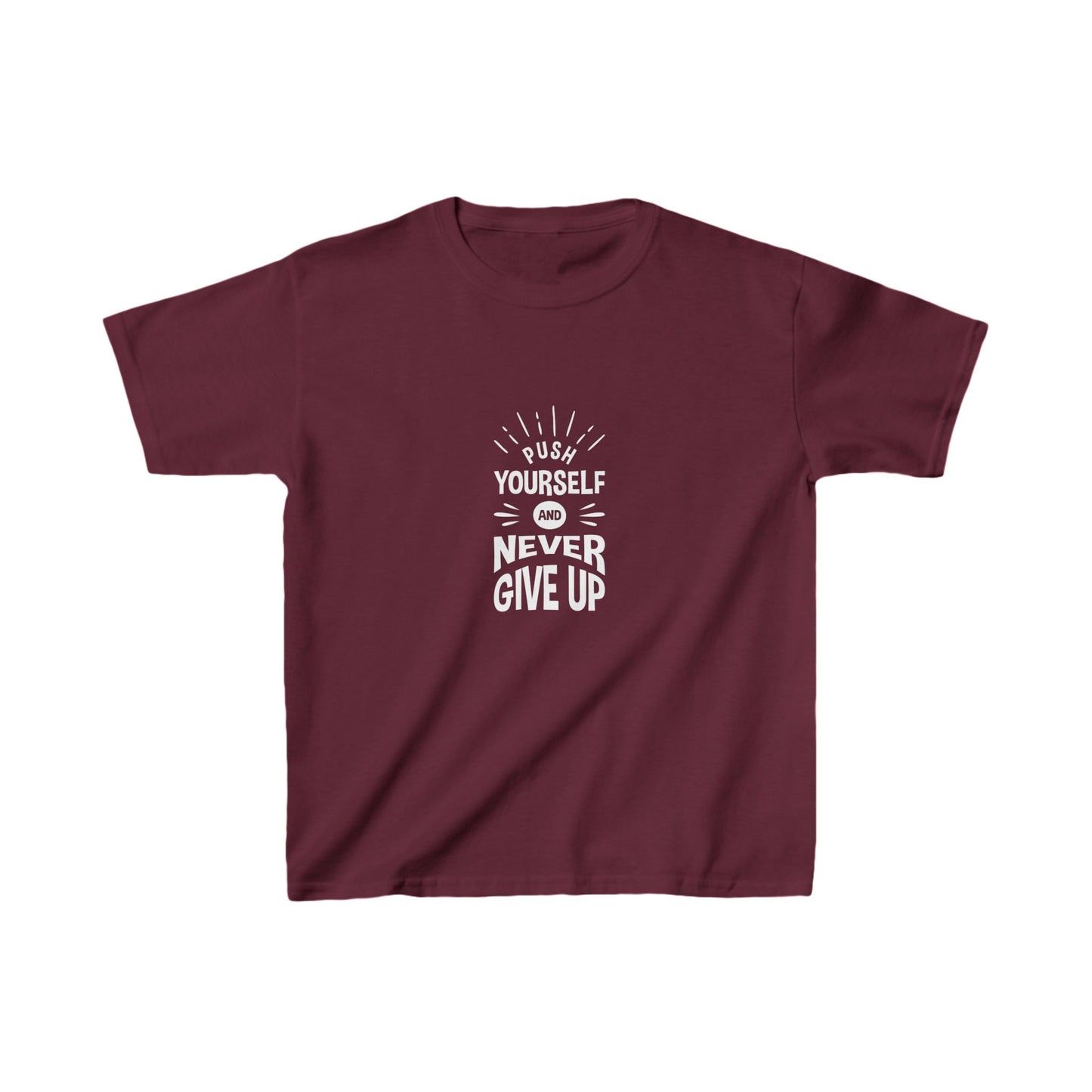 Push Yourself And Never Give Up Kids Heavy Cotton™ Tee