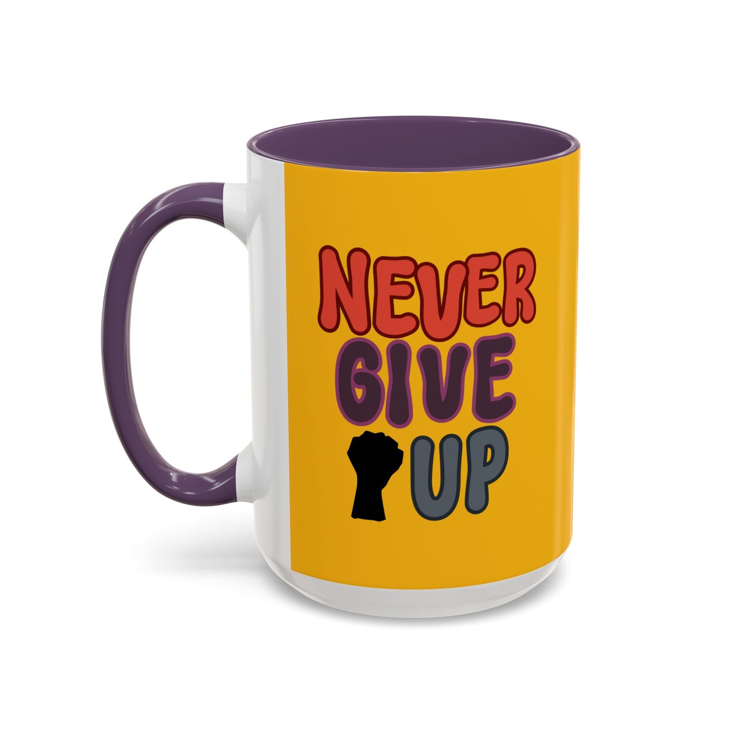 Never Give Up Accent Coffee Mug (11, 15oz)