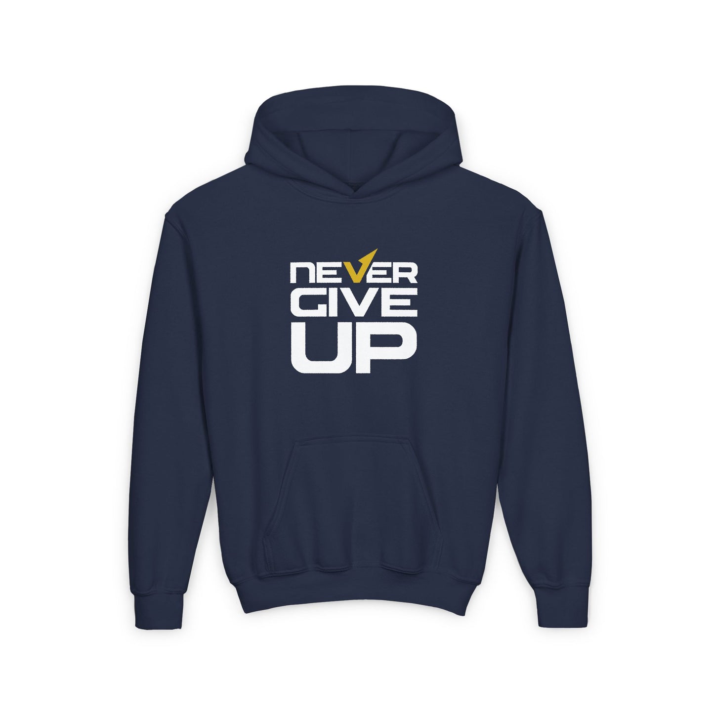 Never Give Up Youth Heavy Blend Hooded Sweatshirt