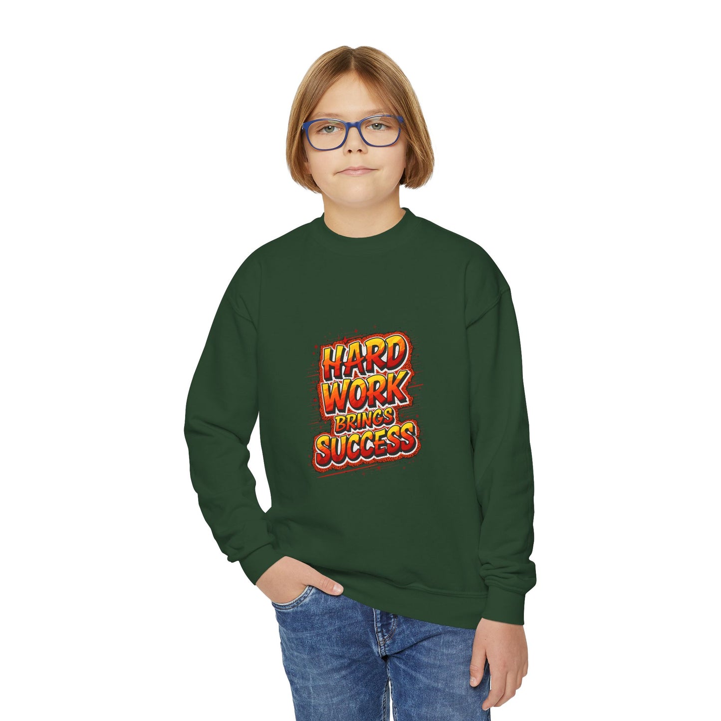Hard Work Brings Success Youth Crewneck Sweatshirt
