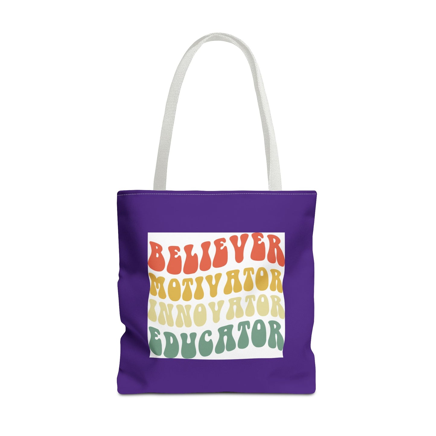 Believer Motivator Innovator Educator Tote Bag (AOP)