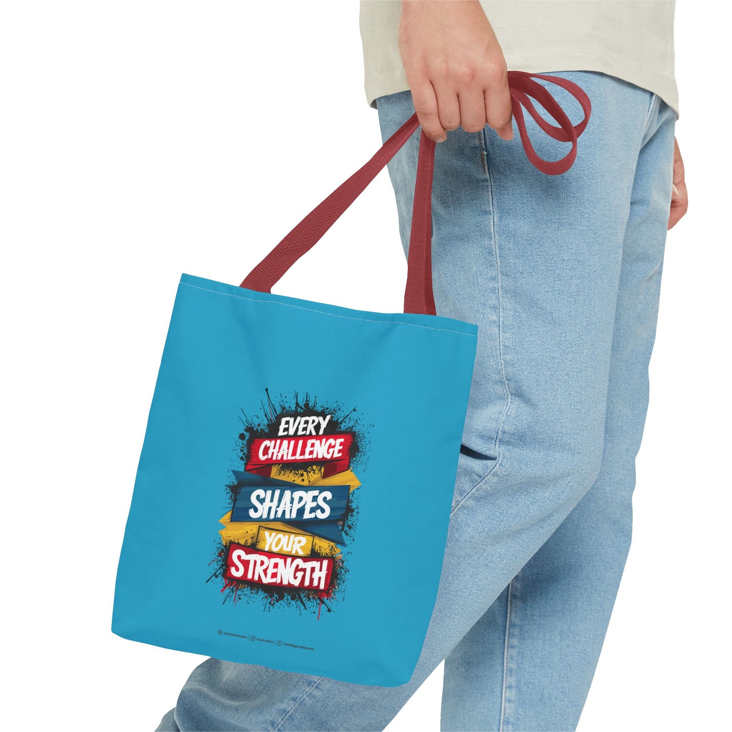 Every Challenge Shapes Your Strength Tote Bag (AOP)