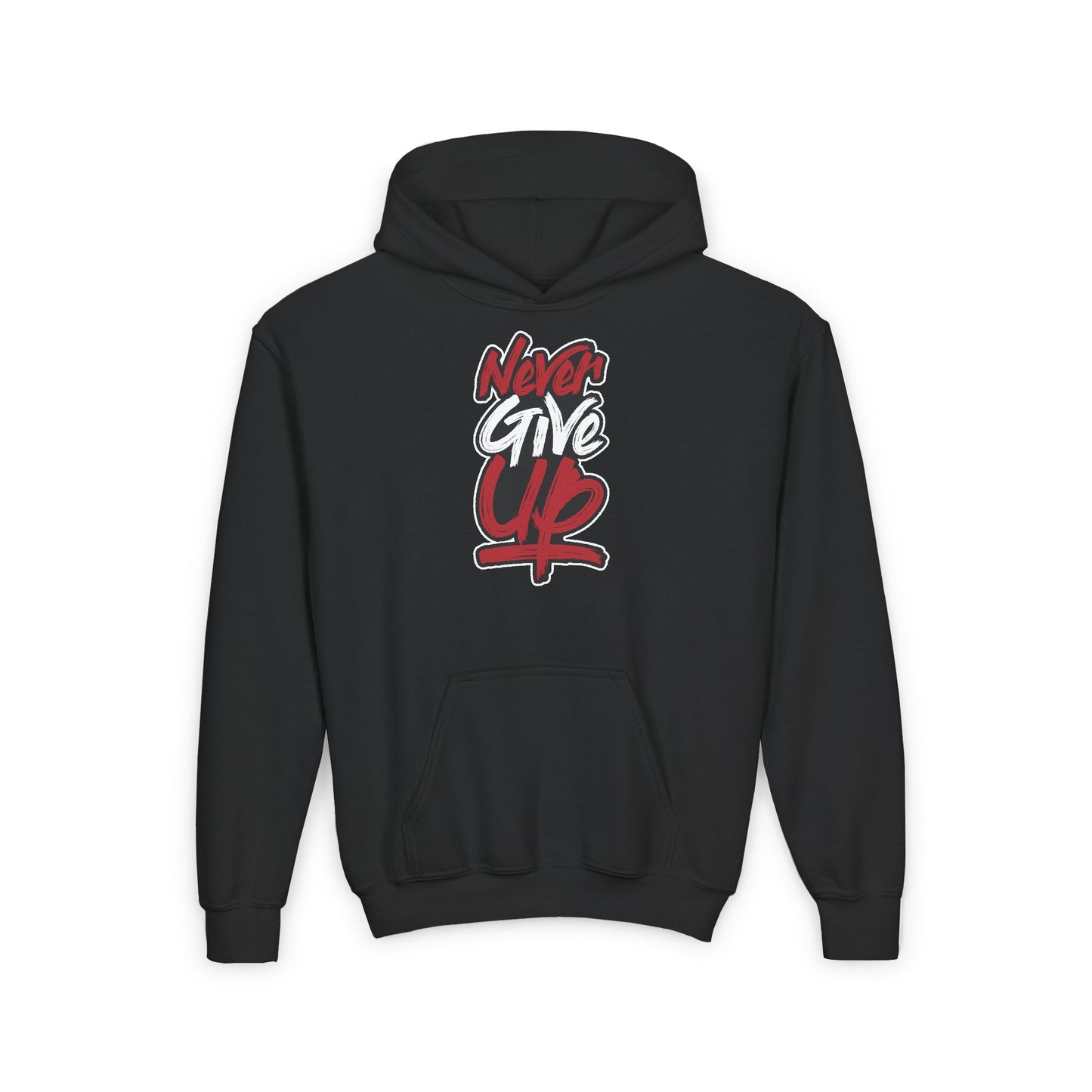 Never Give Up Youth Heavy Blend Hooded Sweatshirt