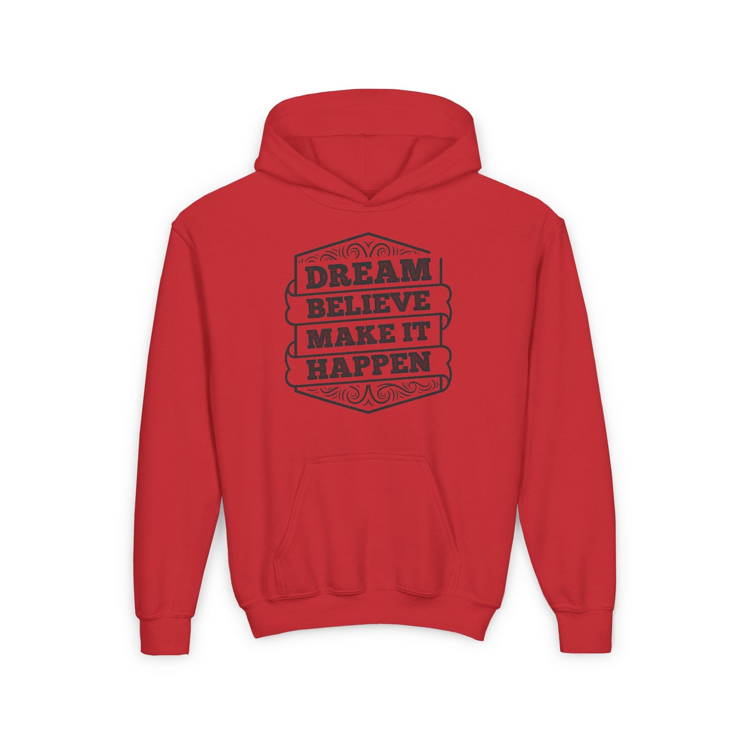 Dream Believe Make It Happen Youth Heavy Blend Hooded Sweatshirt