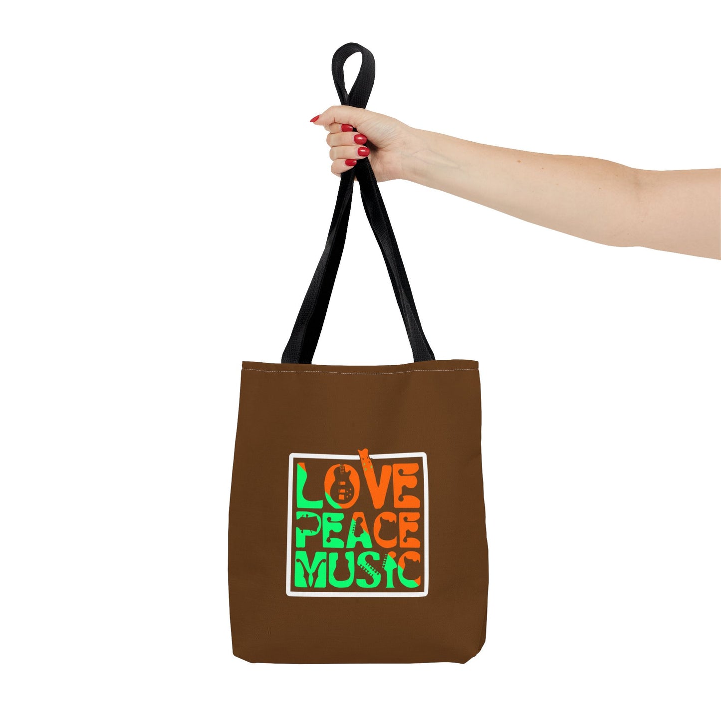 Love Peace Music Tote Bag (AOP)