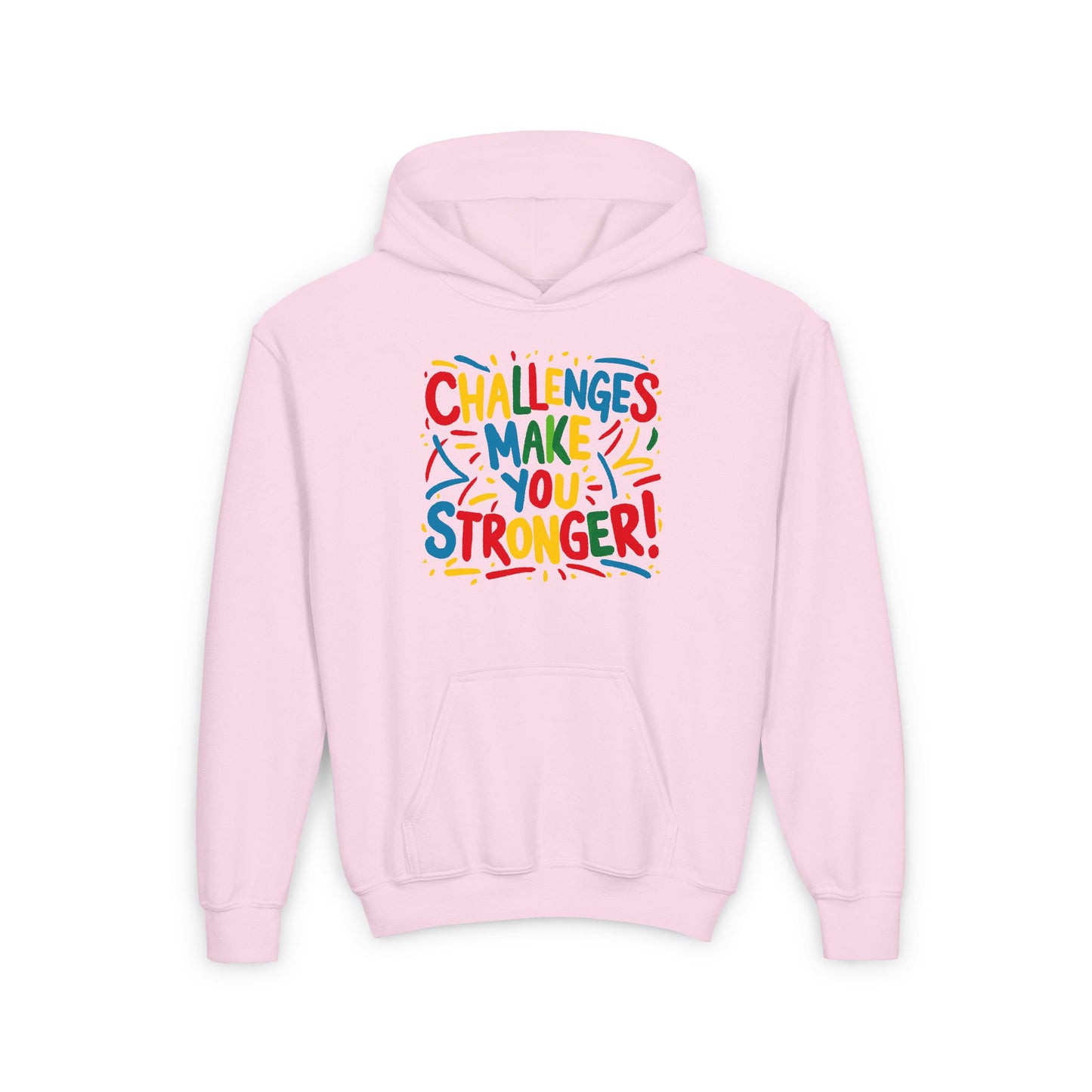 Challenges Make You Stronger! Youth Heavy Blend Hooded Sweatshirt
