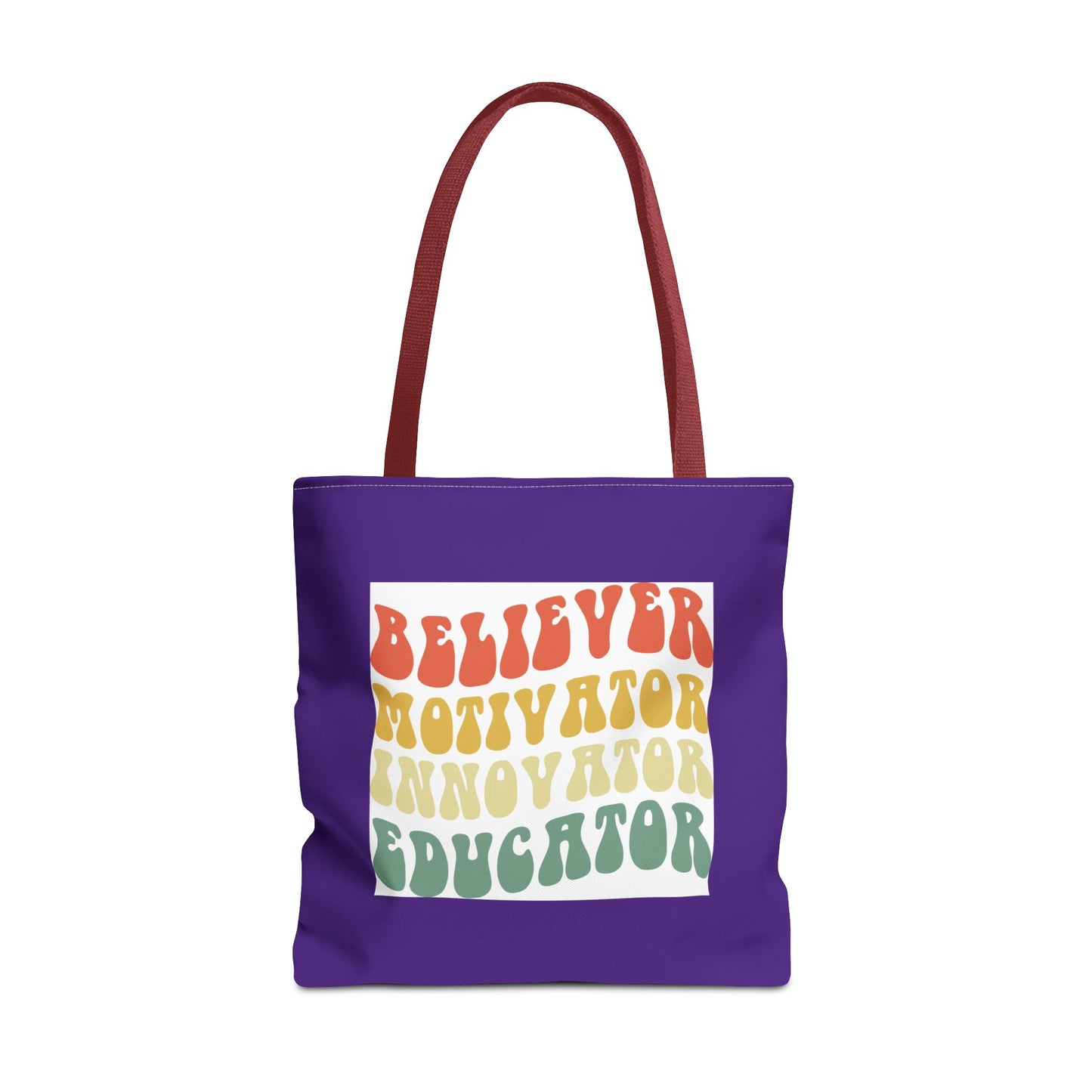 Believer Motivator Innovator Educator Tote Bag (AOP)