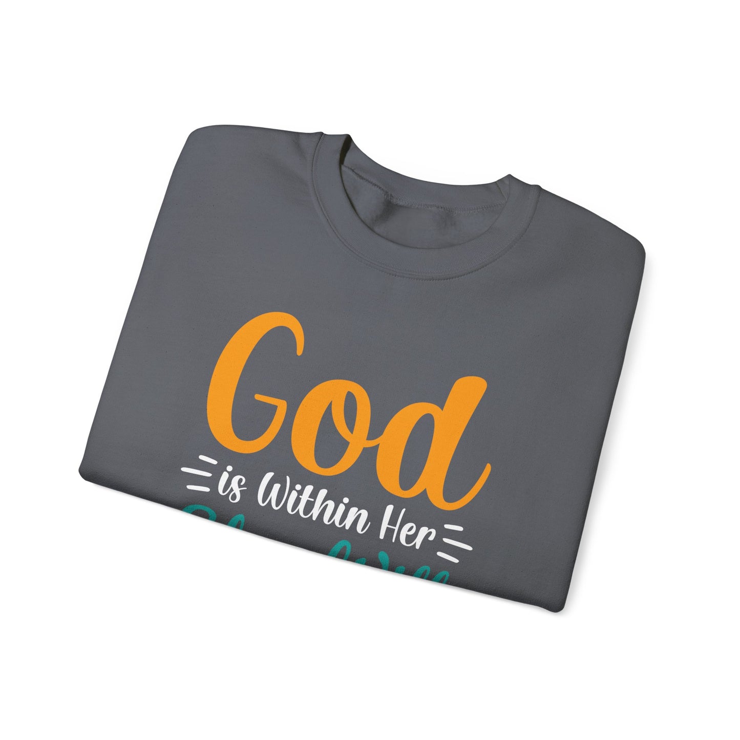 God Is Within Her She Will Not Fall Unisex Heavy Blend™ Crewneck Sweatshirt