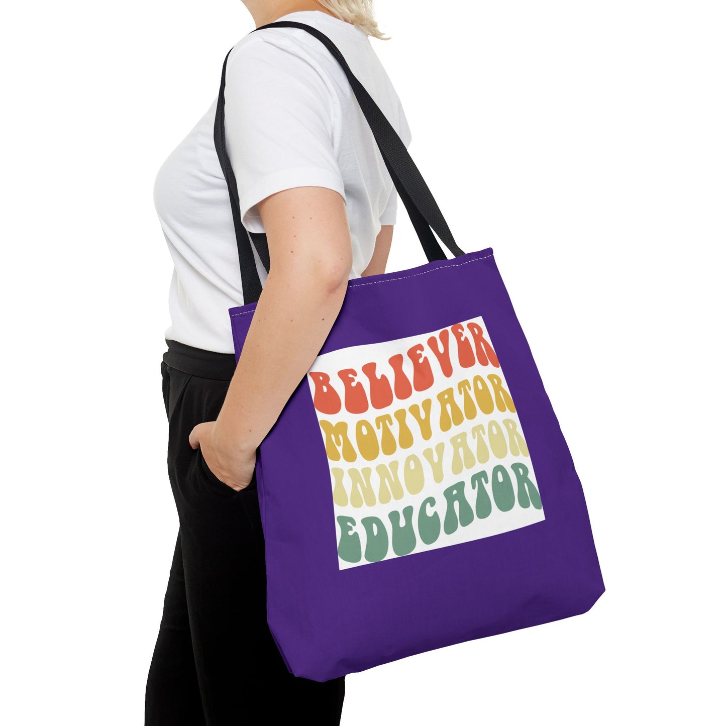 Believer Motivator Innovator Educator Tote Bag (AOP)