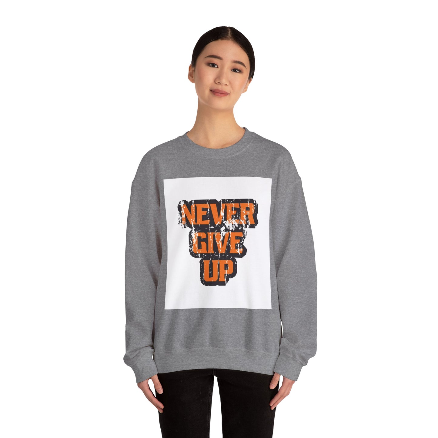 Never Give Up Unisex Heavy Blend™ Crewneck Sweatshirt