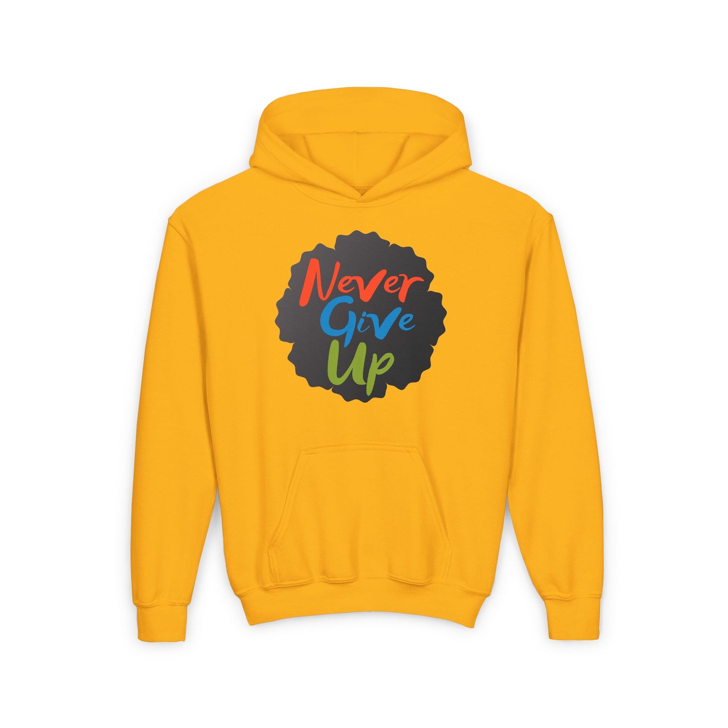 Never Give Up Youth Heavy Blend Hooded Sweatshirt