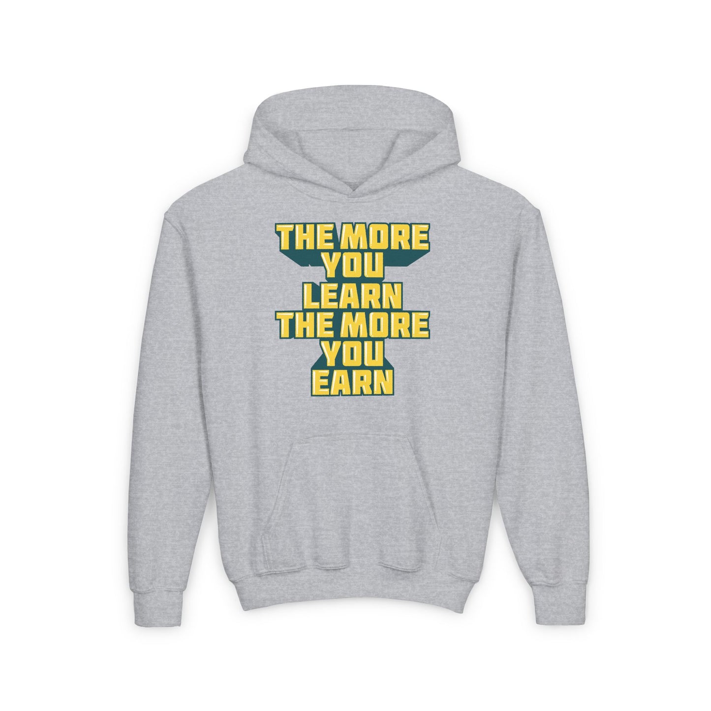 The More You Learn The More You Earn Youth Heavy Blend Hooded Sweatshirt