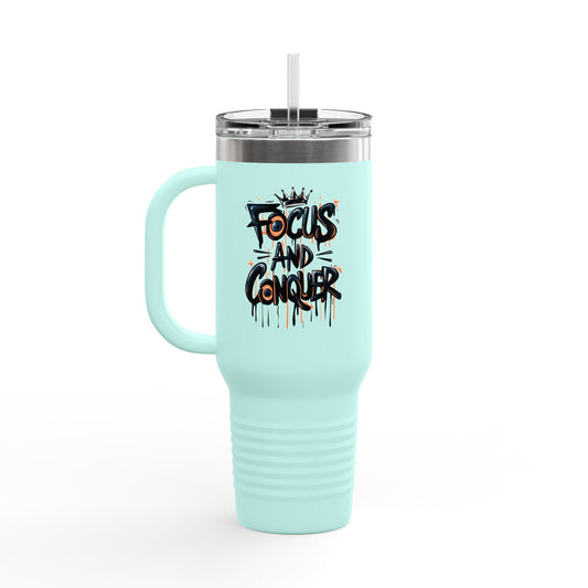 Focus And Conquer Insulated Travel Mug, 40oz